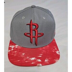 NBA Houston Rockets Adidas Gray and Red SnapBack Cap Hat